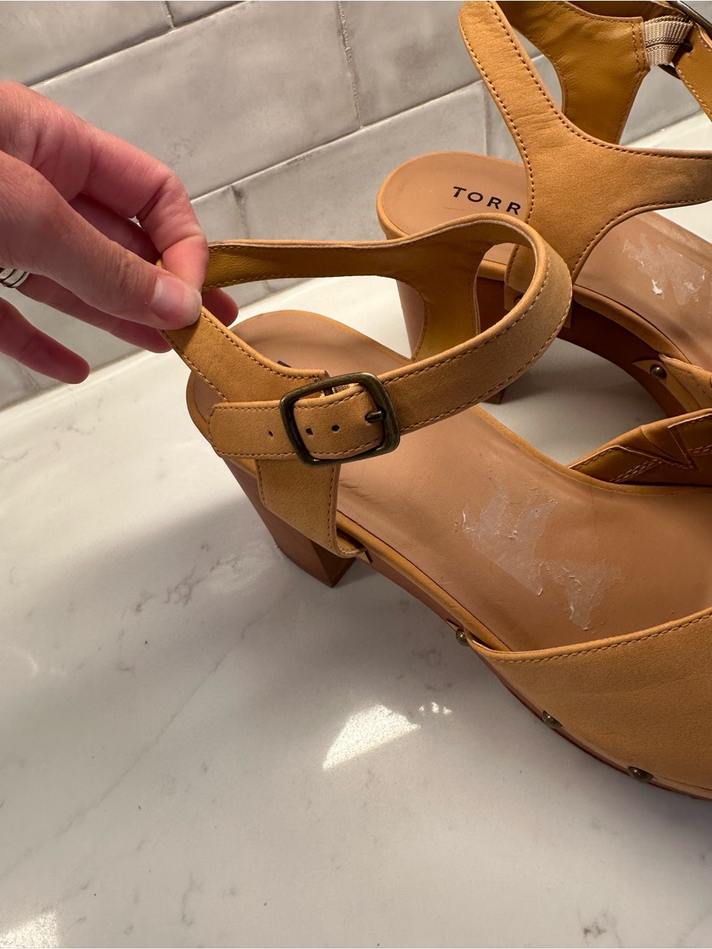 SOLD Torrid Studded Platform Clog Strappy Sandals Block Heel Tan Women’s Size 11 - Picture 6 of 7